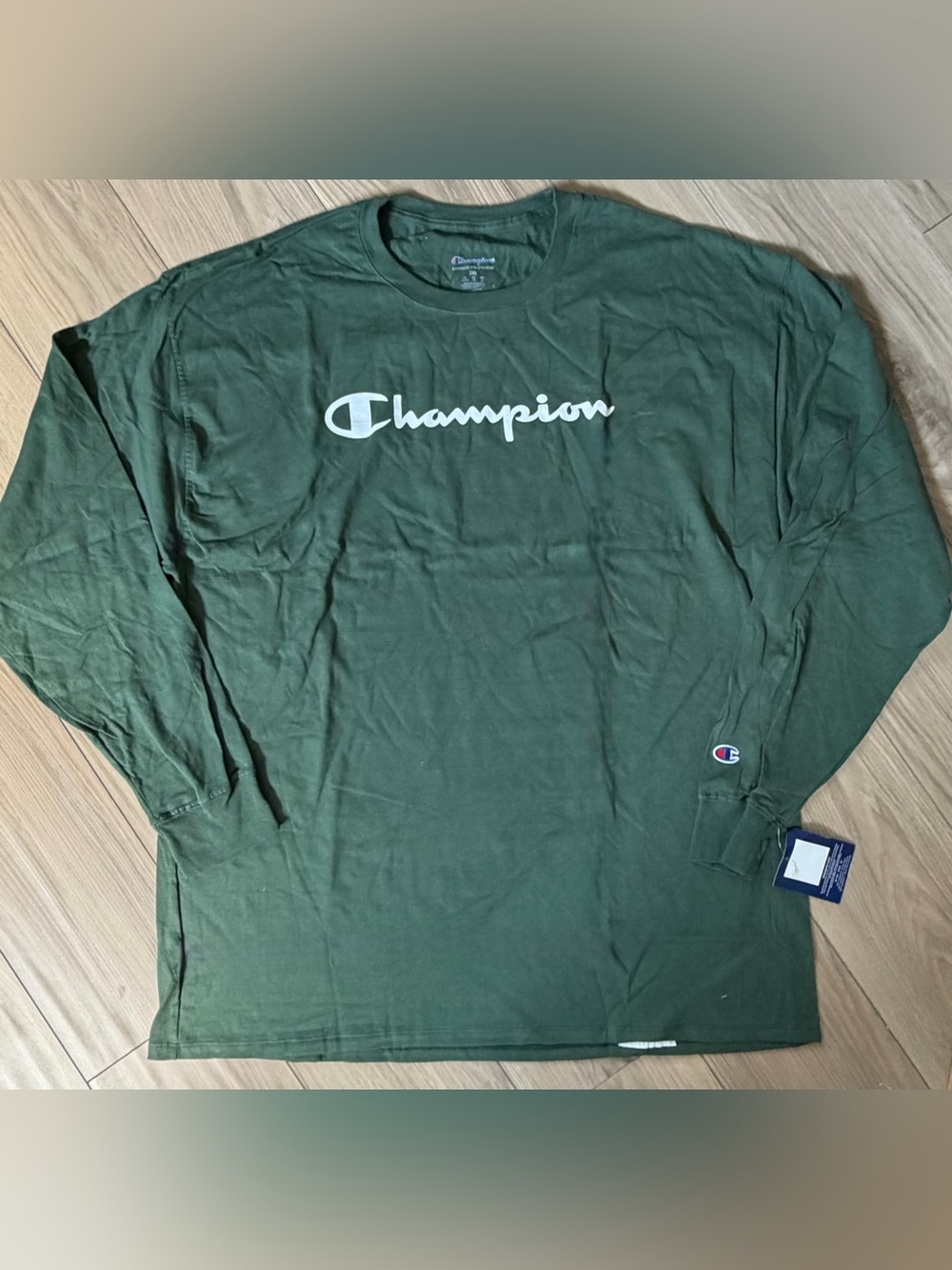 Champion 2XL Men's Long-Sleeve Logo Tee -  Green NWT